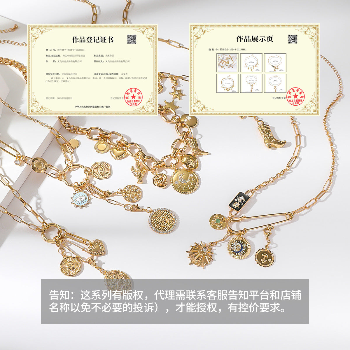 Wholesale Devil Eye Design Multi-Pendant Removable Zinc Alloy Necklace