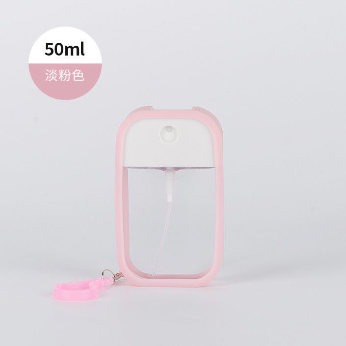 Wholesale 50ml Portable Travel Press silicone hook alcohol Toner hydrating portable perfume sub-packaging empty bottle card spray bottle