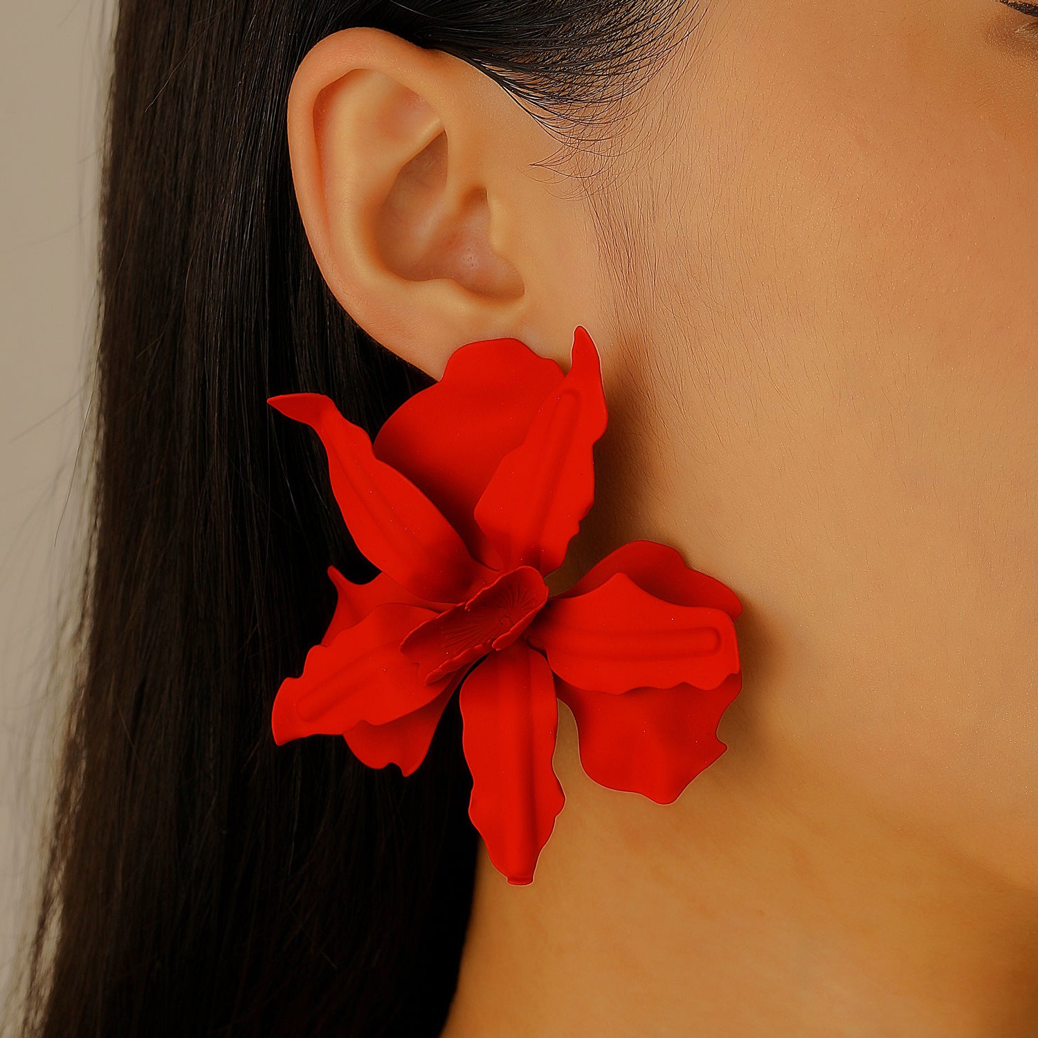 Wholesale Oversized Geometric Pleated Flower Earrings Party Wear Summer Vacation Chic Fashion Accessory Boutique Resale
