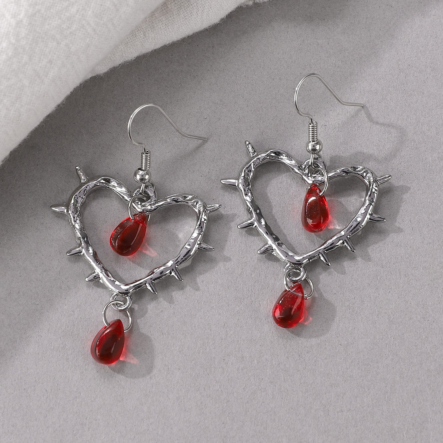 Wholesale Fashionable Handmade Thorn Heart Cross Earrings