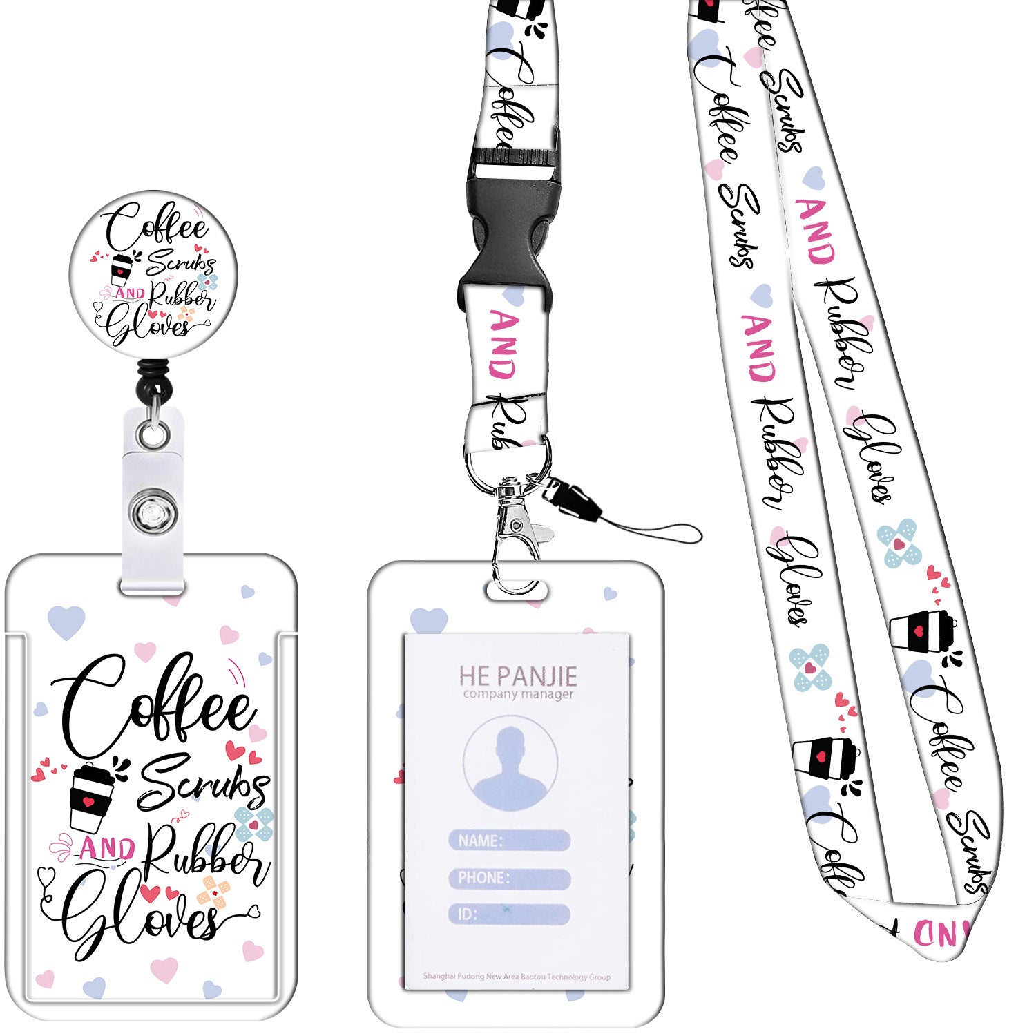 Wholesale Badge Reels Plastic Coffee LGBT Rainbow Card Holder Retractable Keychain