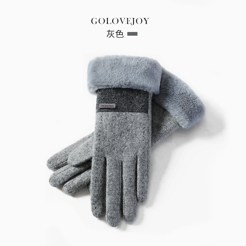 Wholesale Winter Cashmere Thickened Warm Touch Screen Gloves