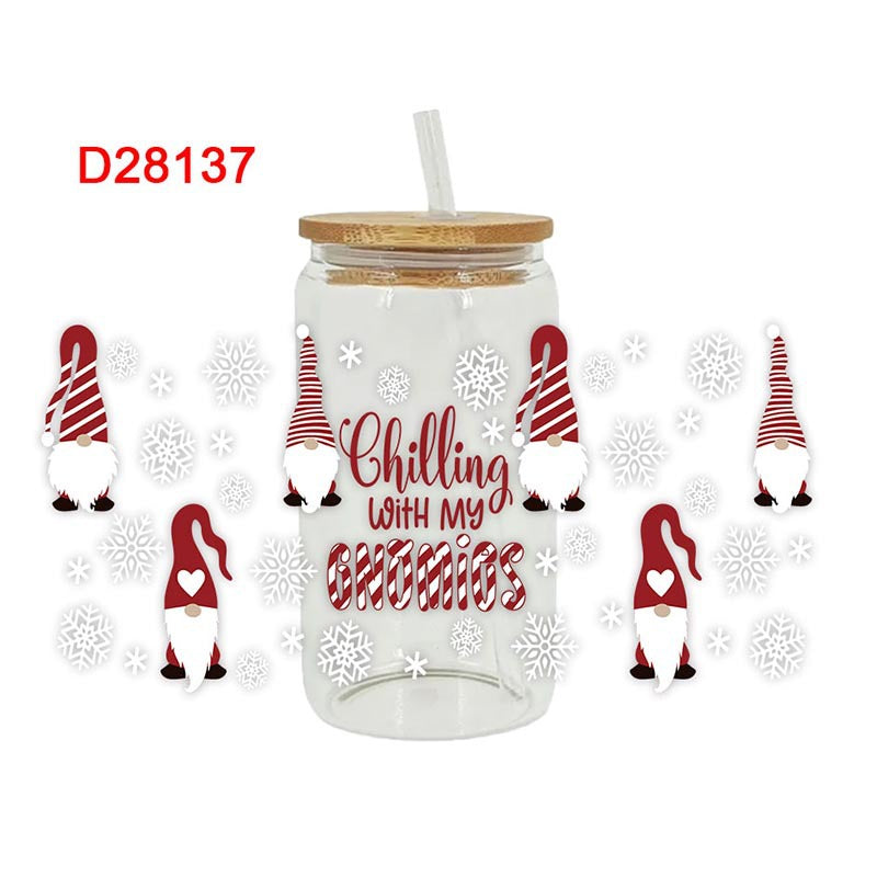 Wholesale Uv Transfer Sticker Glass Cup cactus 16oz Glass Cup Special Sticker