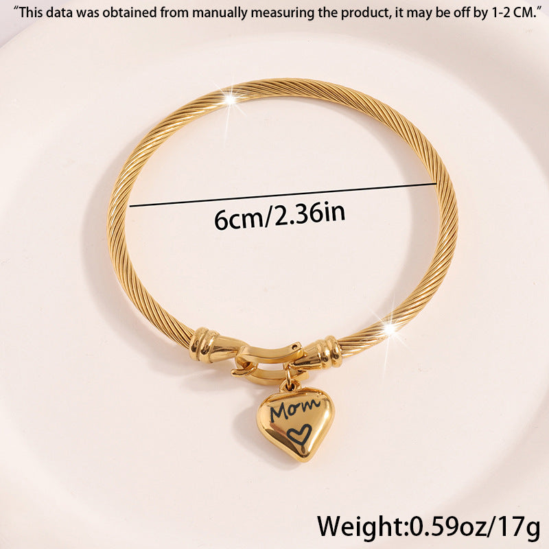 Wholesale Titanium Steel Horseshoe Hook Elastic Love Engraving Bracelet