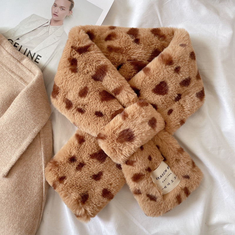 Wholesale Autumn and Winter Leopard Print Thickened Warm Fur Scarves