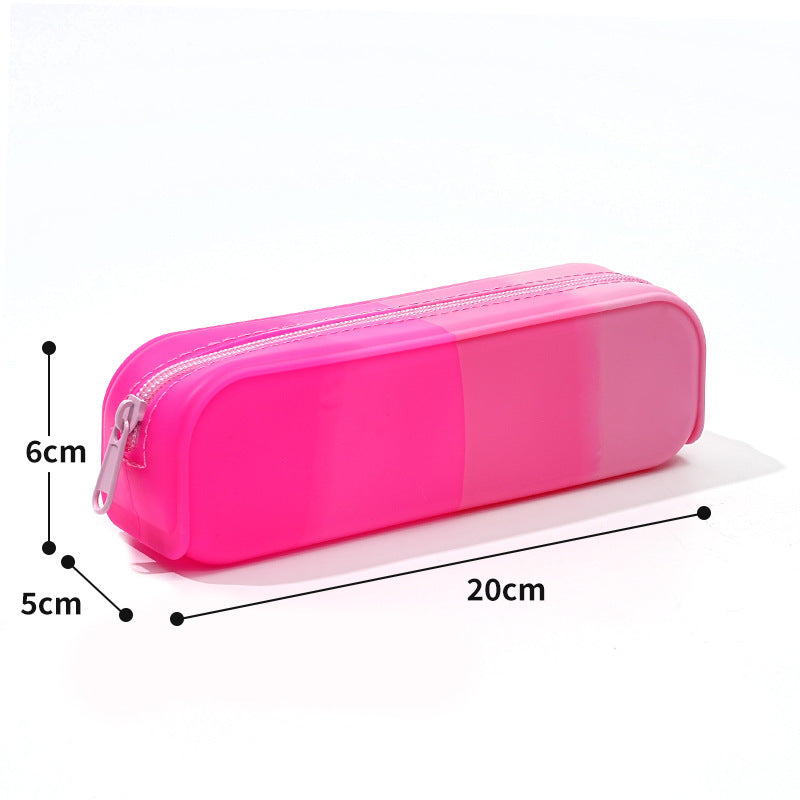 Soft Silicone Gradient Color Rectangular Silicone Pencil Case