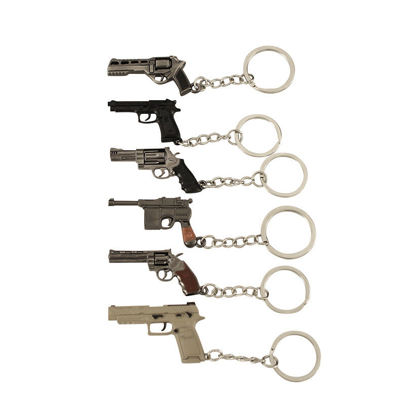 Wholesale small size Alloy Pistol Model Mini Bull Keychain Pendant