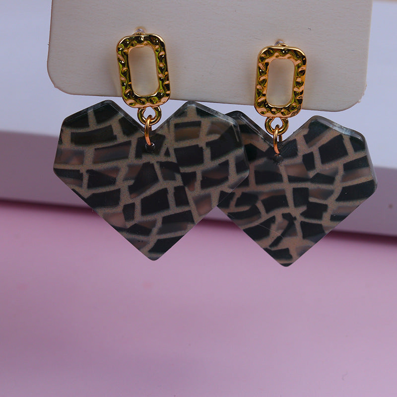 Wholesale Leopard Checkerboard Acrylic Earrings