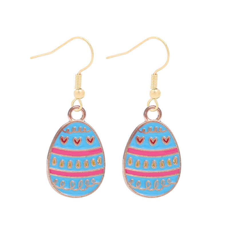 Wholesale 6pcs Easter earrings creative cartoon rabbit chicken Easter egg earrings spring carnival party jewelry