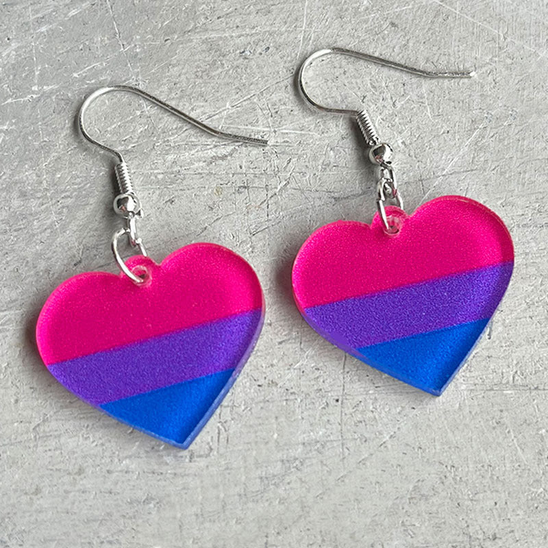 Wholesale Rainbow Multicolor Heart Shaped Acrylic Earrings