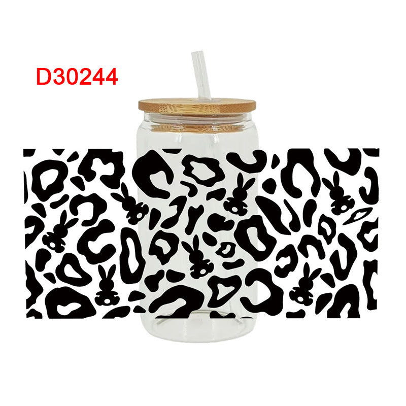 Wholesale Black textured pattern 16oz Cup UV DTF Wraps