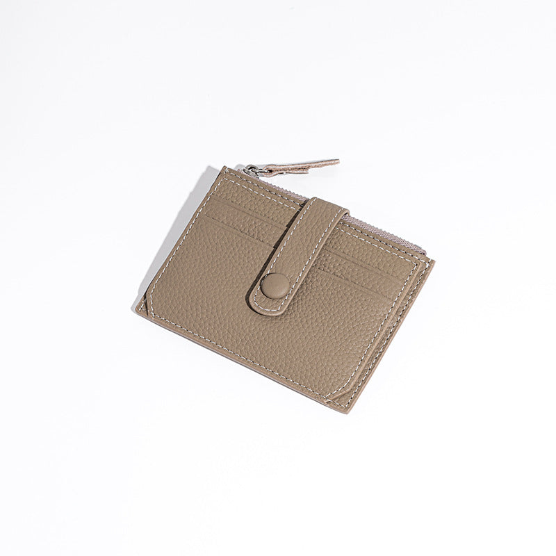 Wholesale Genuine leather ultra-thin card holder zipper coin purse