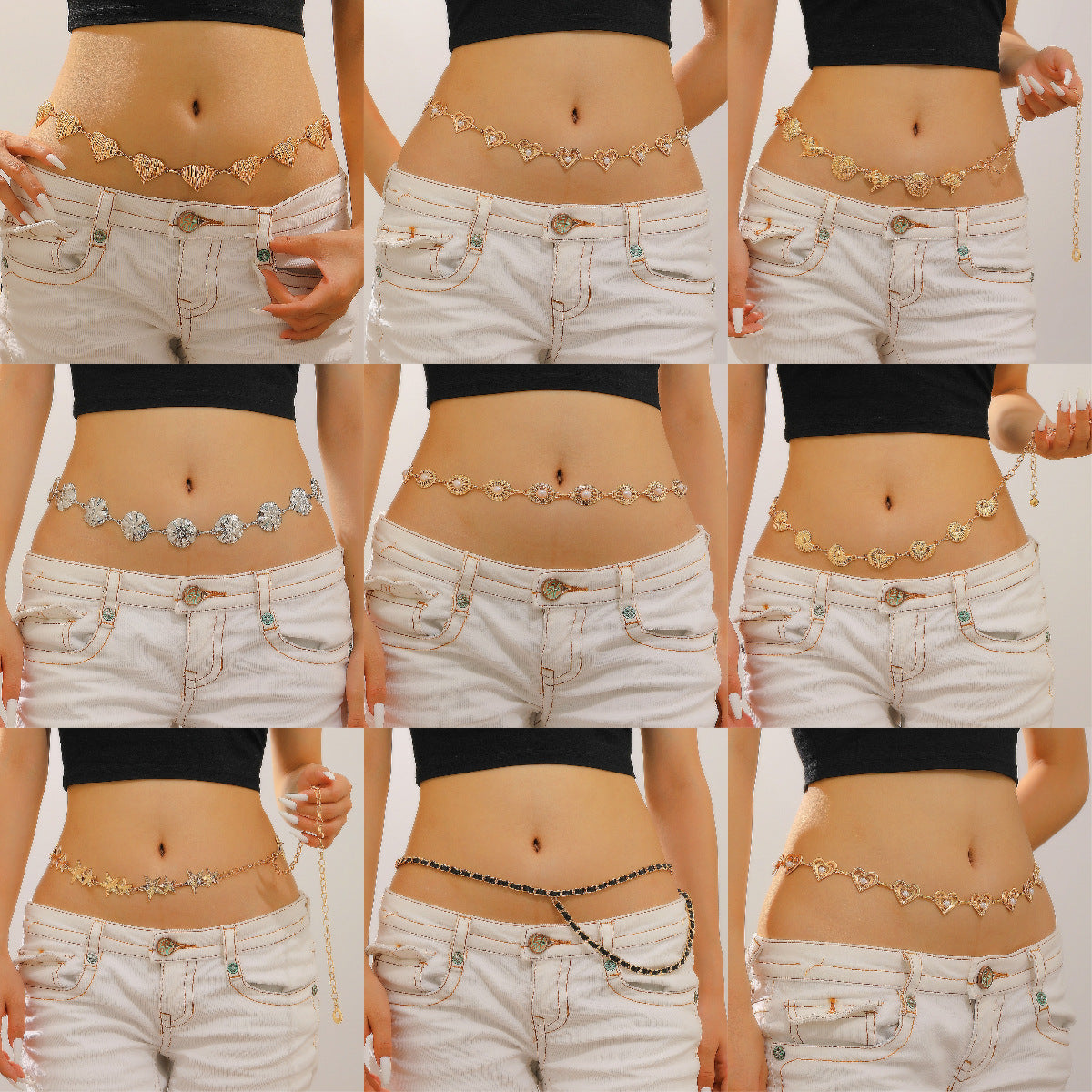 Wholesale Bohemian Ocean Style Metal Waist Chain For Women Starfish Heart Butterfly Charm Ancient Silver Finish Chic Dress Accessory