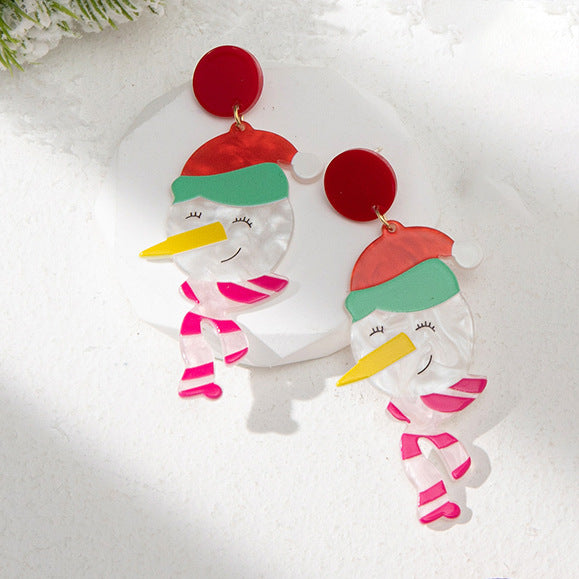 Wholesale Christmas Cartoon Snowman Acrylic Earrings