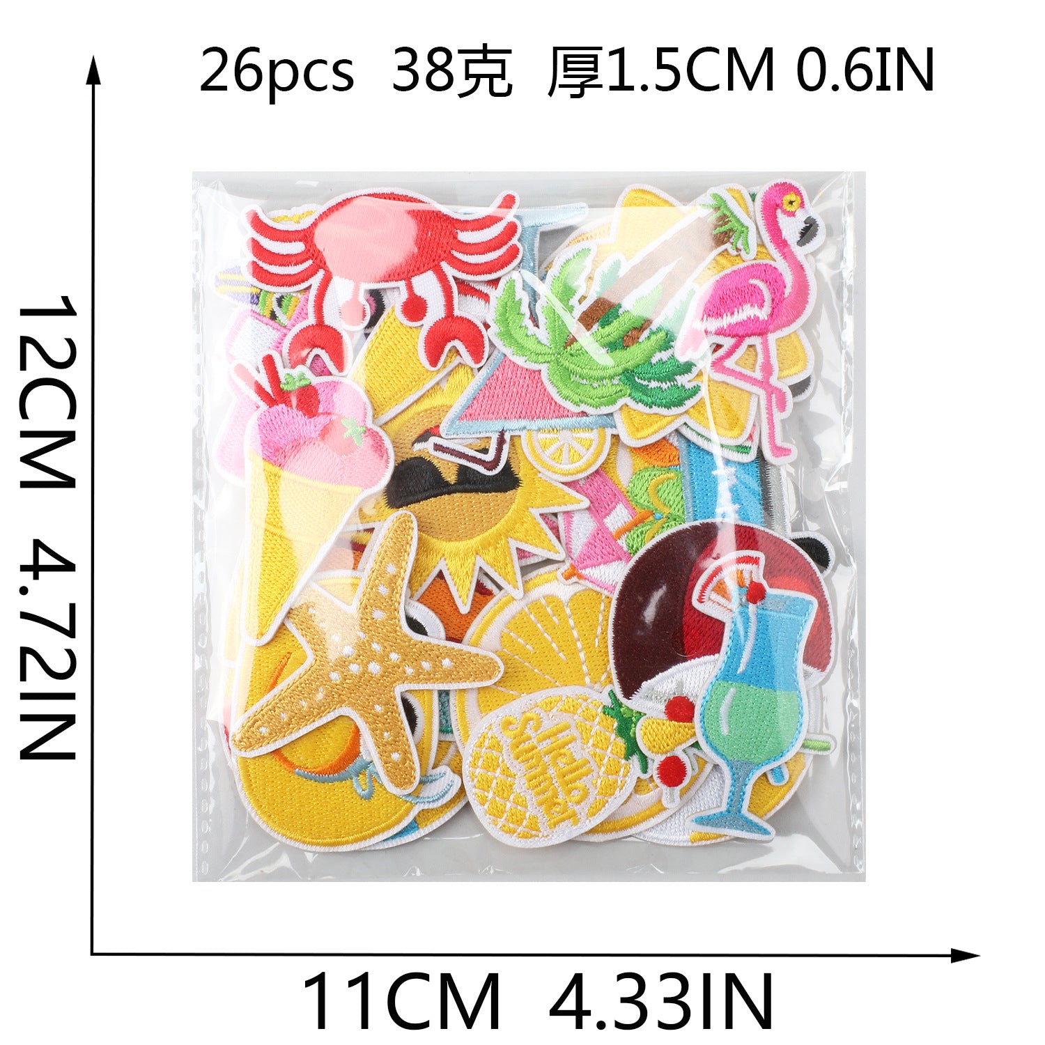 Wholesale Fashion Embroidery Patch Polyester Beach Ice Cream Applique For Clothing Bags And DIY Craft Projects