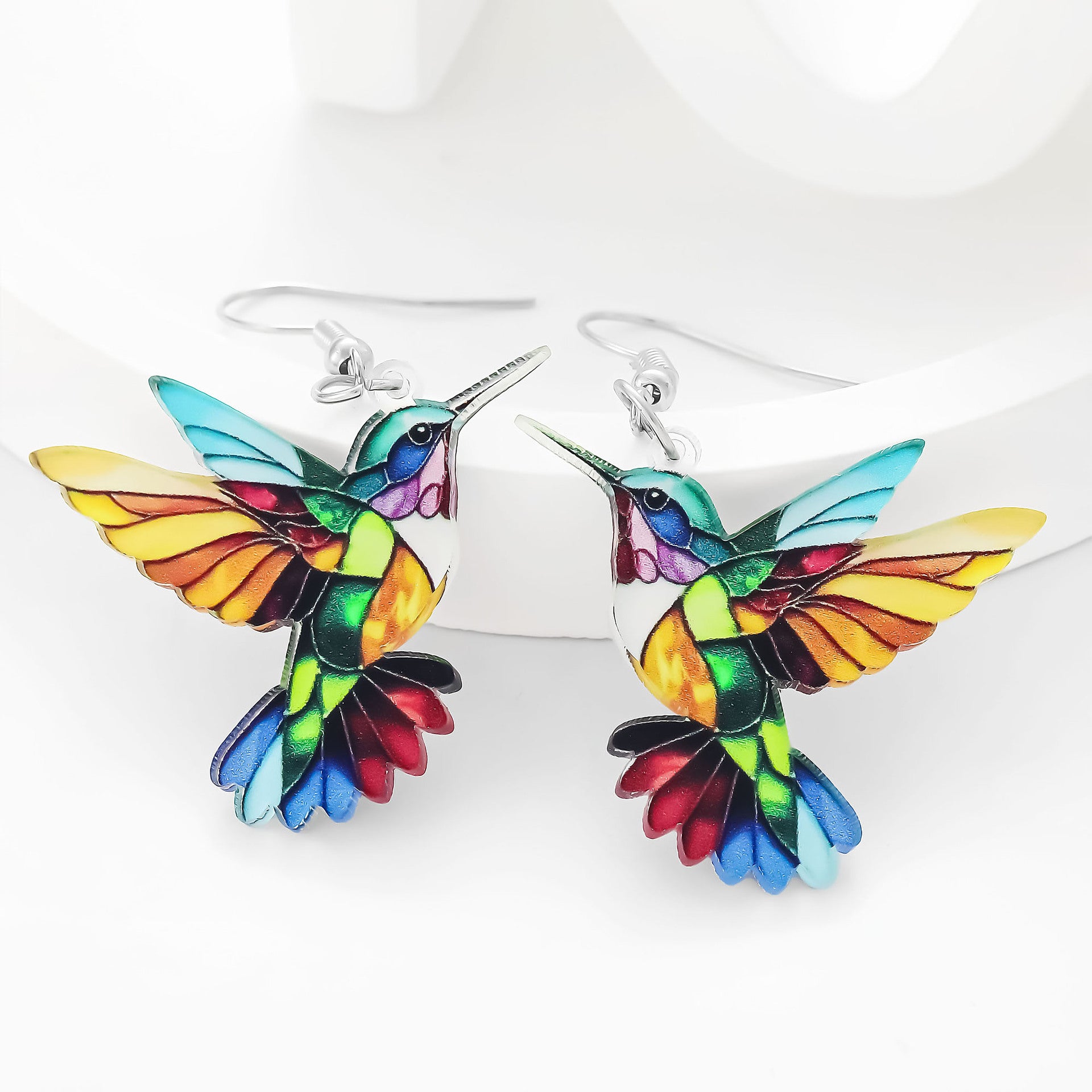 Wholesale Acrylic earrings colorful hummingbird earrings
