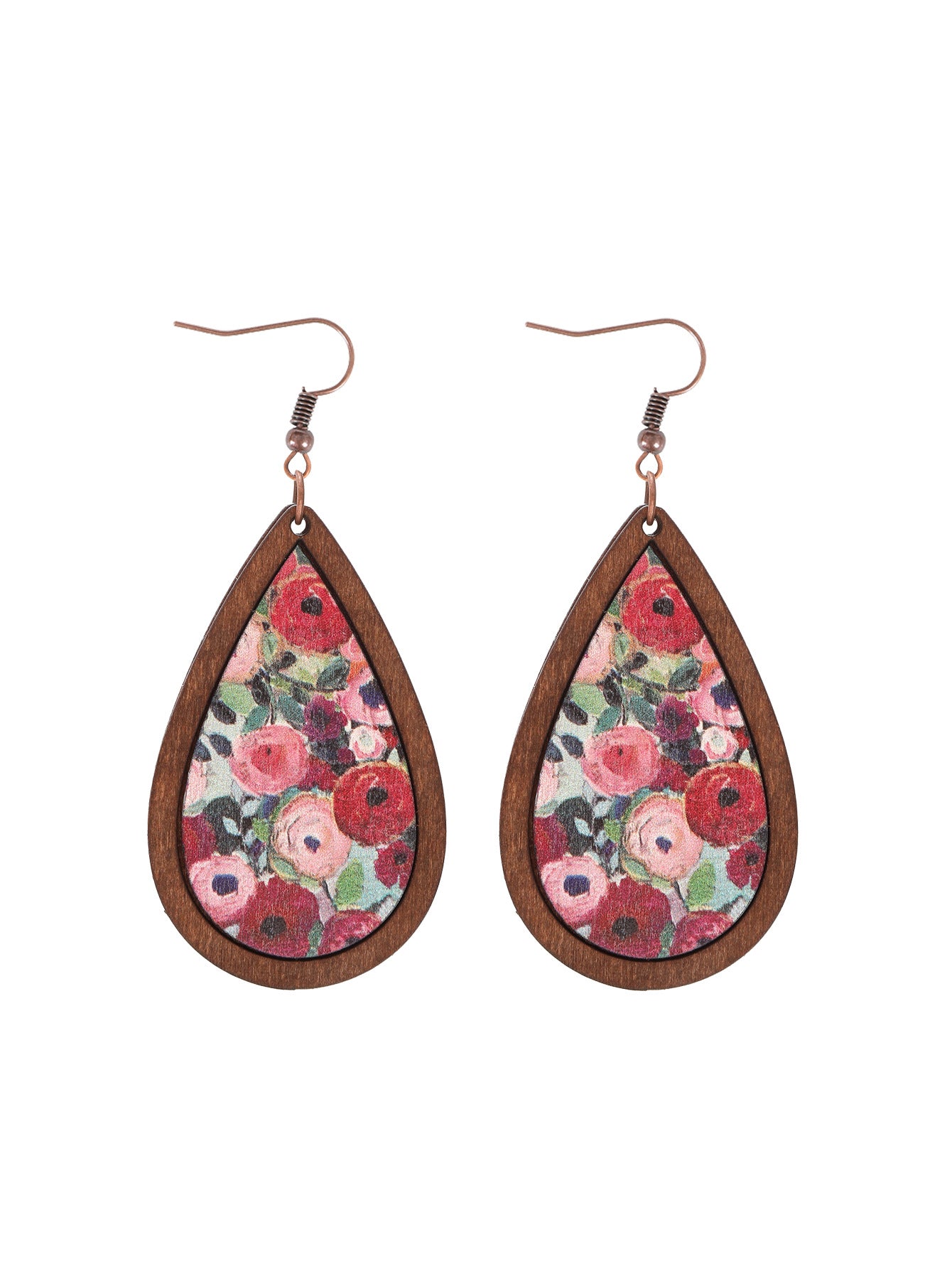 Wholesale Ethnic Style Wooden Droplet Shaped Retro Earrings