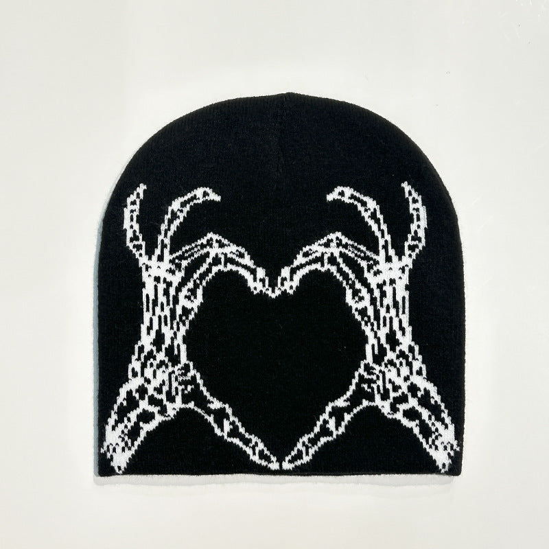 Wholesale 2023 Autumn and Winter New Love Skull Hand Woolen Beanie Knitted Hat
