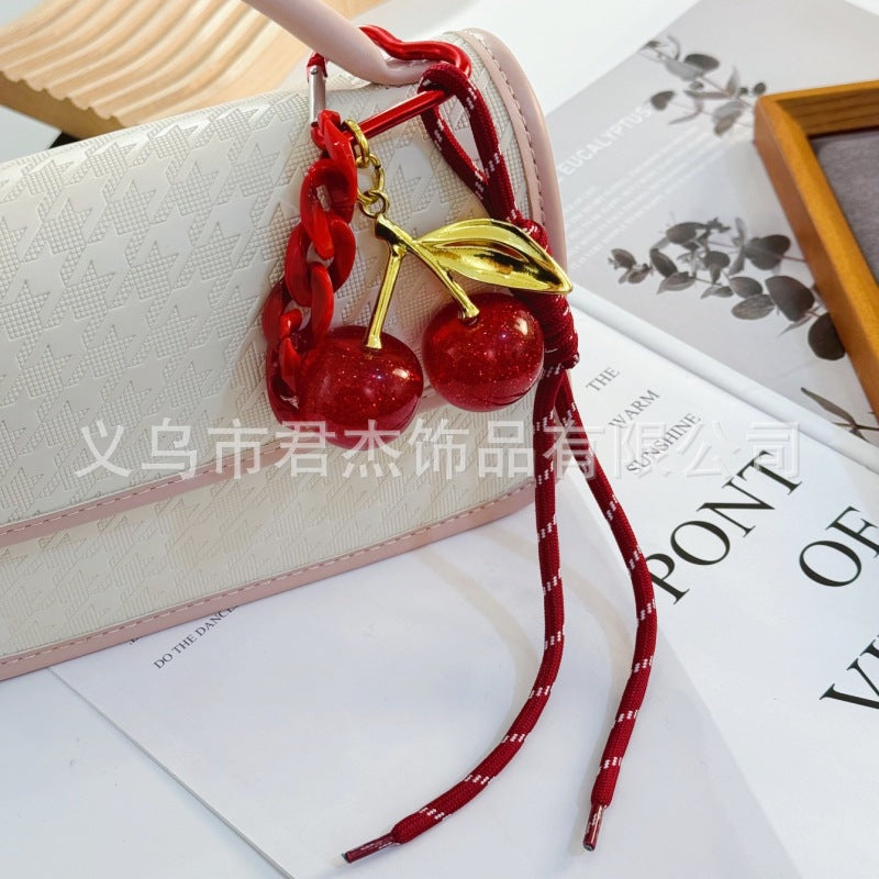 Wholesale Cherry Fashion Exquisite Crystal Resin Cherry Car Keychains