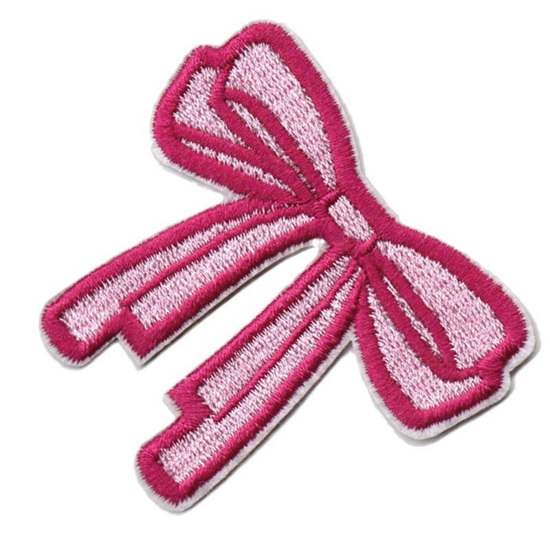 Wholesale Pink bow embroidery DIY Patches