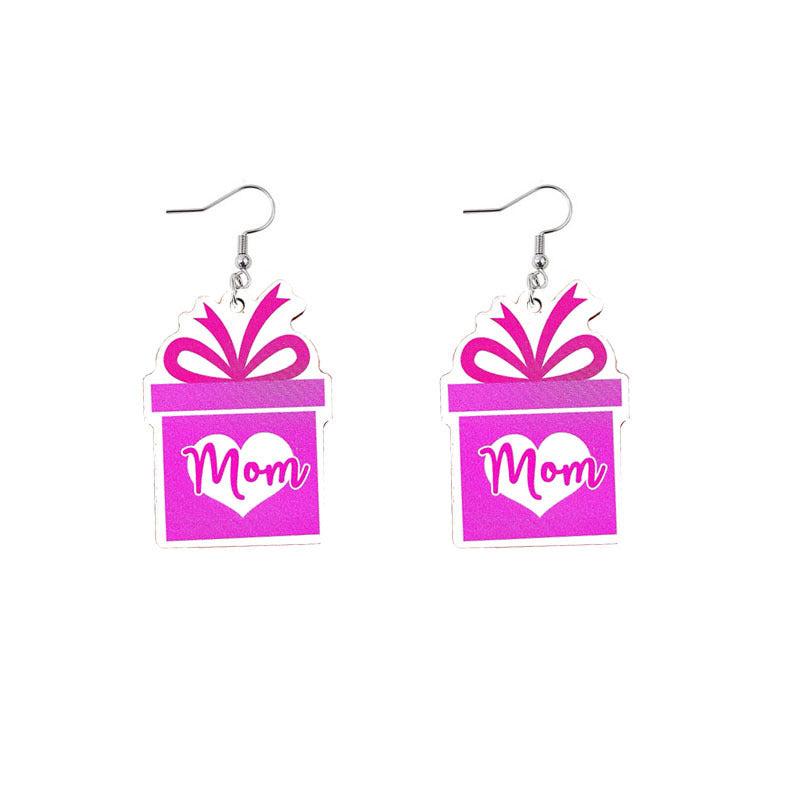 Wholesale Mother's Day Mama Sunflower Wooden Earrings