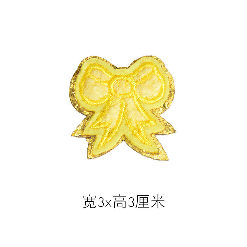 Wholesale Self Adhesive Towel Embroidery Patch Orange Heart With Gold Edge DIY Accessory For Hats Bags Shoes Decorative Accent