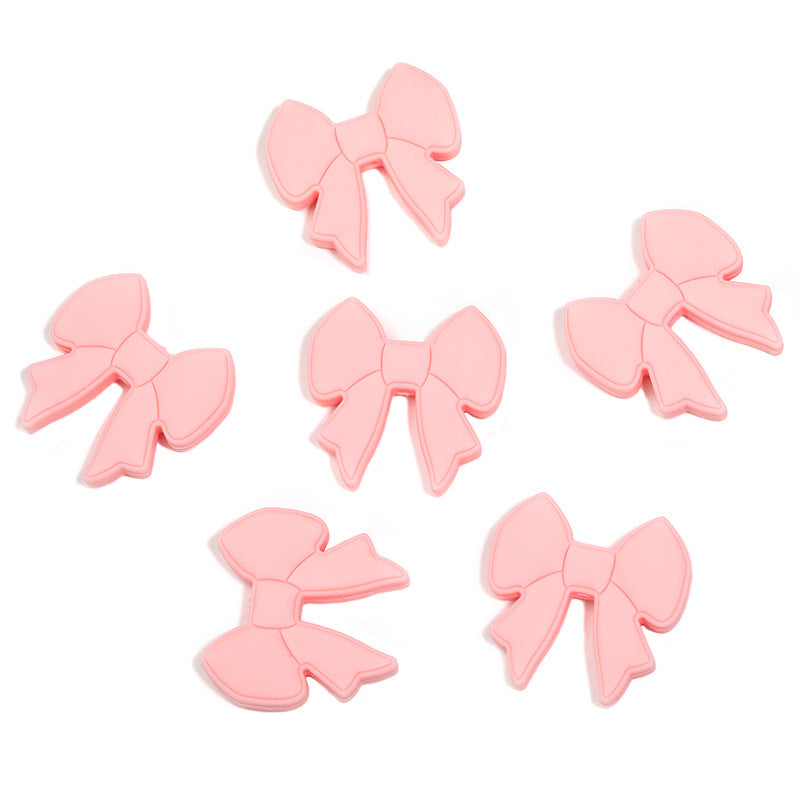 Wholesale 20pcs Bow Silicone Beads Fashionable Simple Rubber Beads