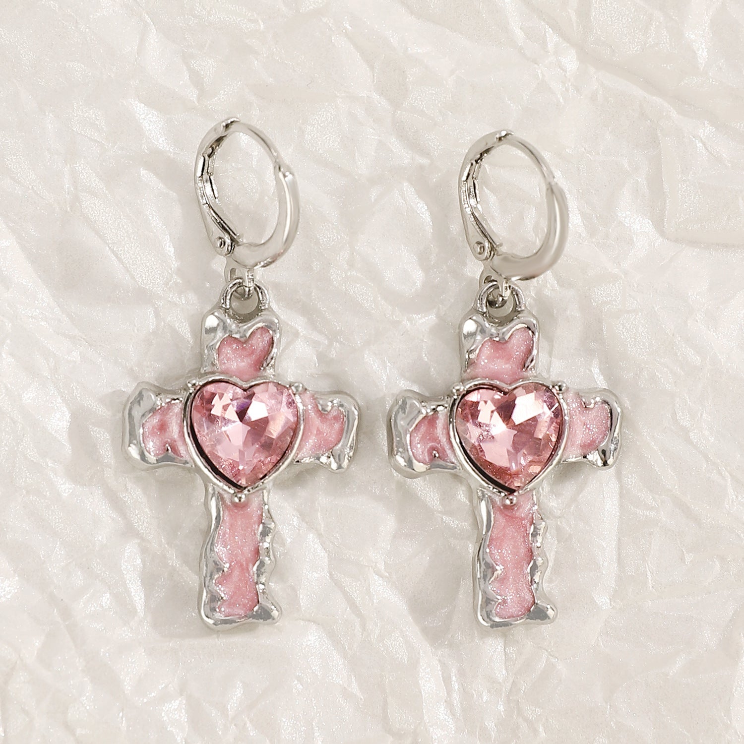 Wholesale Trendy Silver Cross Earrings For Women Hip Hop Party Jewelry Gift Boutique Accessory