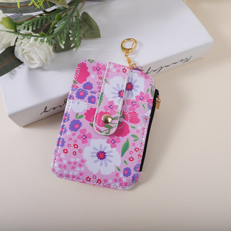 Wholesale Small Floral Card Bag Flower Printing Card Case ID Bag