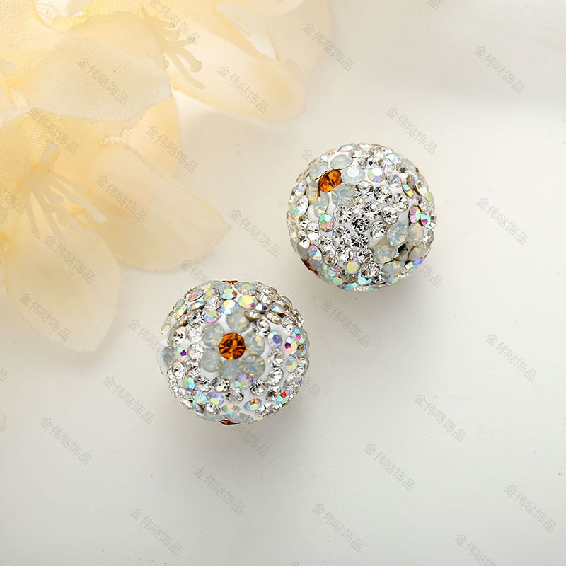 Wholesale 10pcs Full Drill Plum Blossom Soft Clay Drill Ball Straight Hole Beads