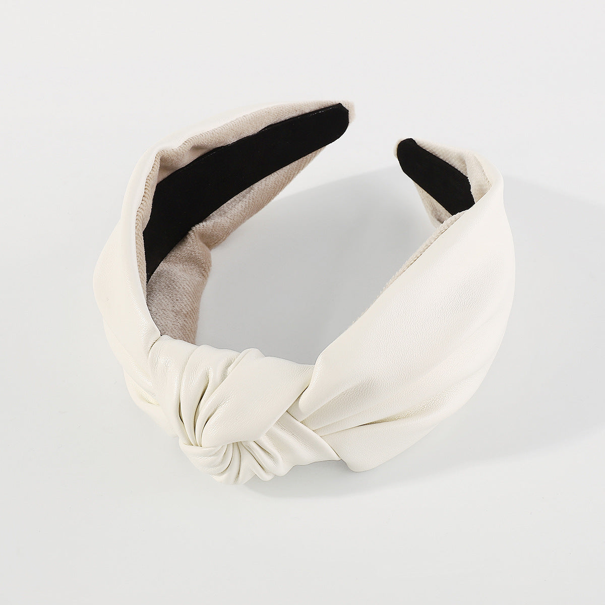 Wholesale Matte Leather Velvet Patchwork Knotted Headband