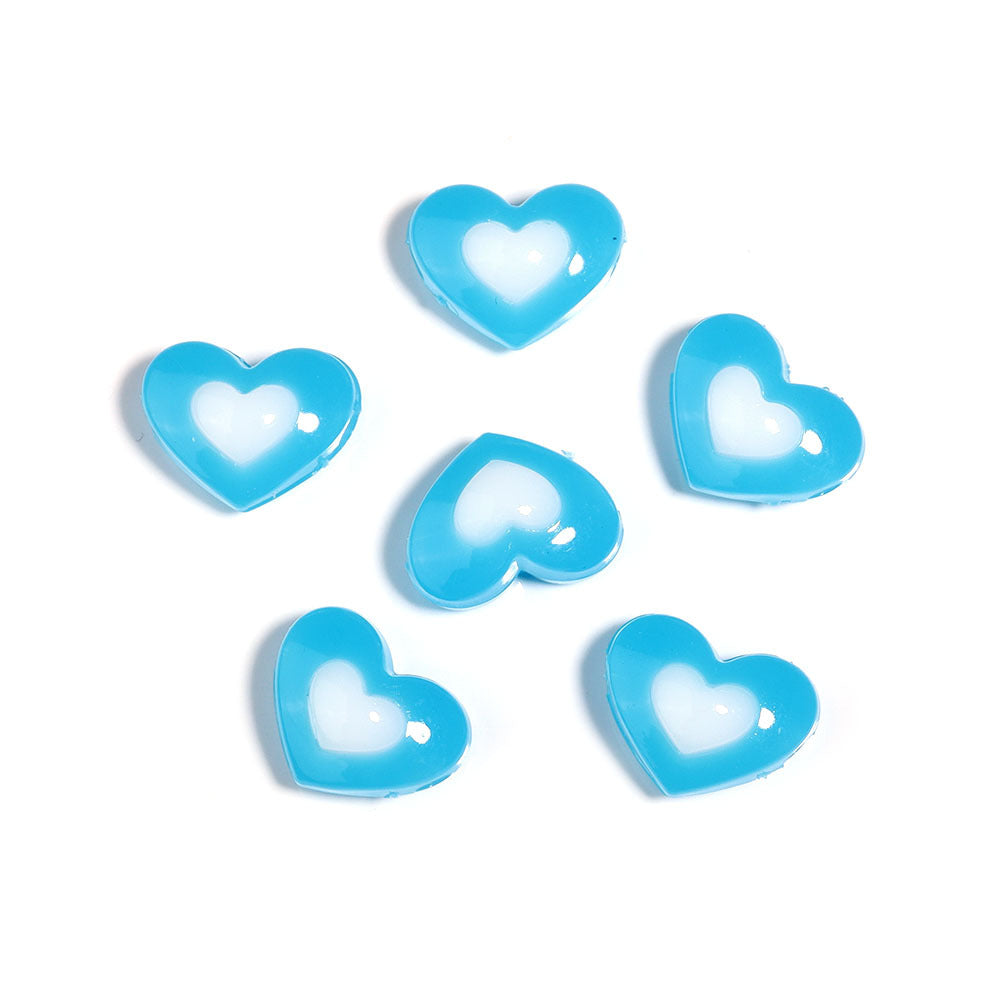 Wholesale 10pcs Jelly colored double-layer heart-shaped acrylic beads