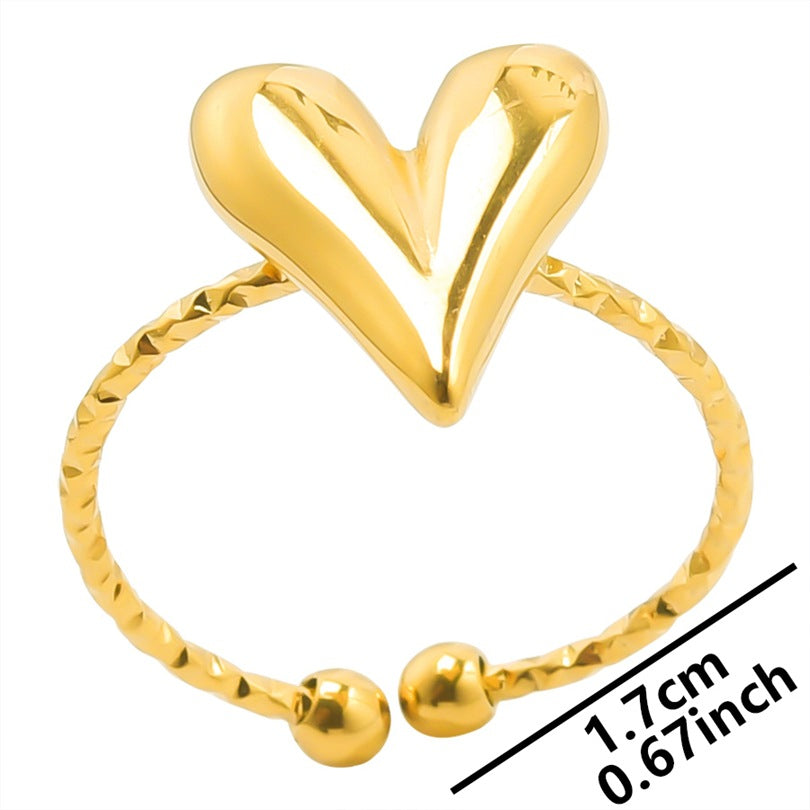 Wholesale Valentine's Day Stainless Steel Heart Opening Rings