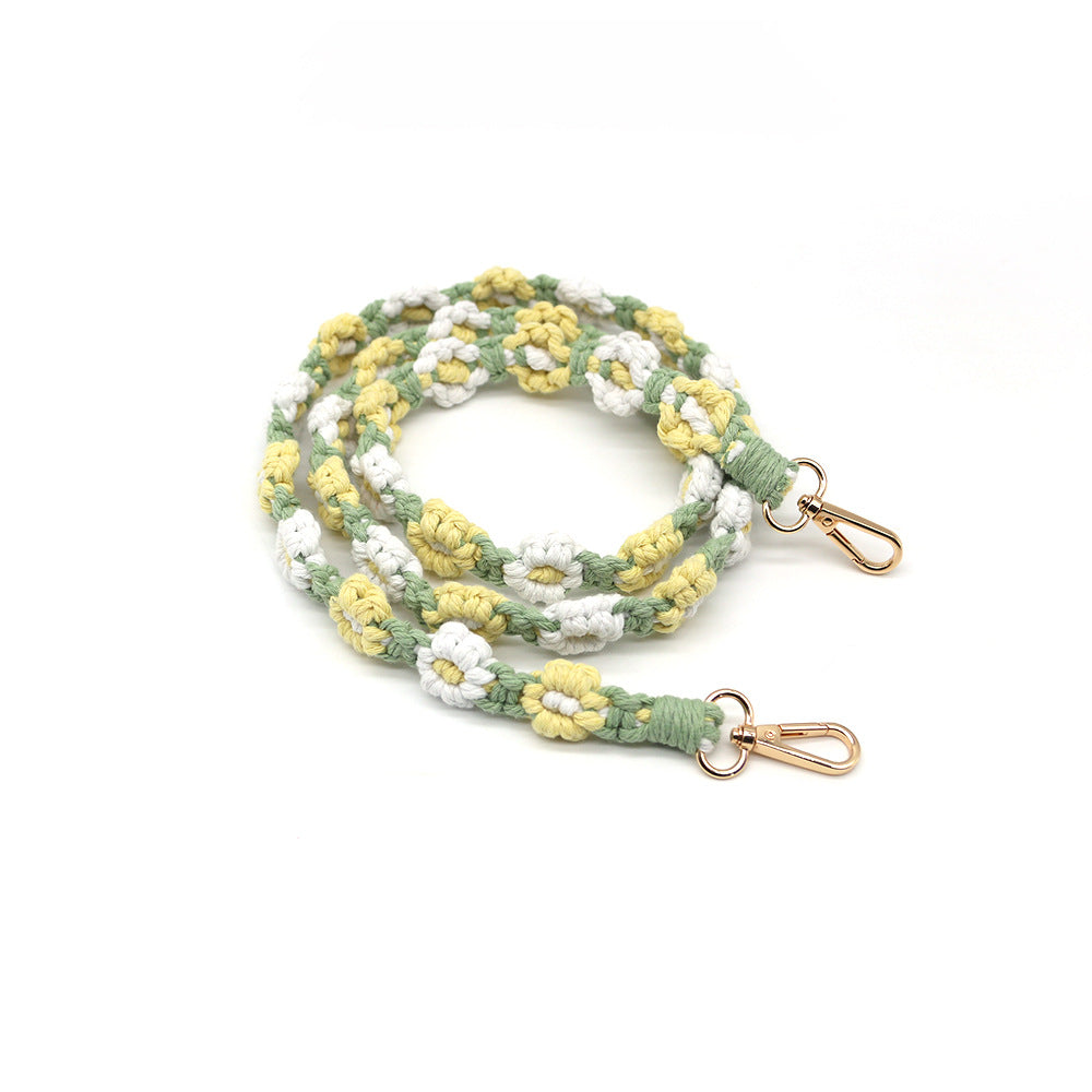 Wholesale Daisy Flower Cotton Rope Woven Mobile Phone Lanyard Keychain