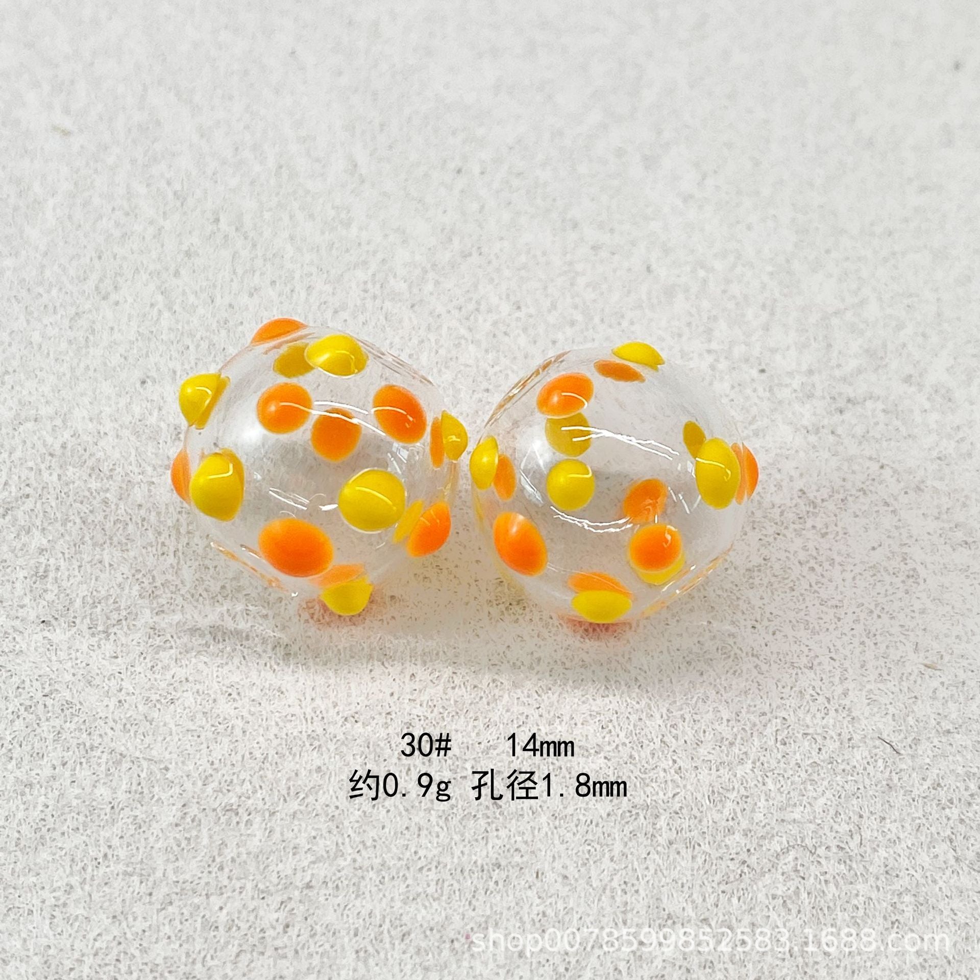 Wholesale 10pcs Transparent hollow glass heart-shaped polka dot hand-painted flower beads