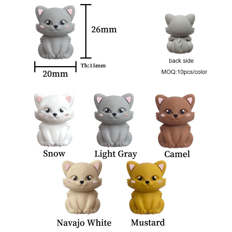 Wholesale 20pcs 3D Dropper Silicone Cute Cat Shaped Handmade Bead Beads