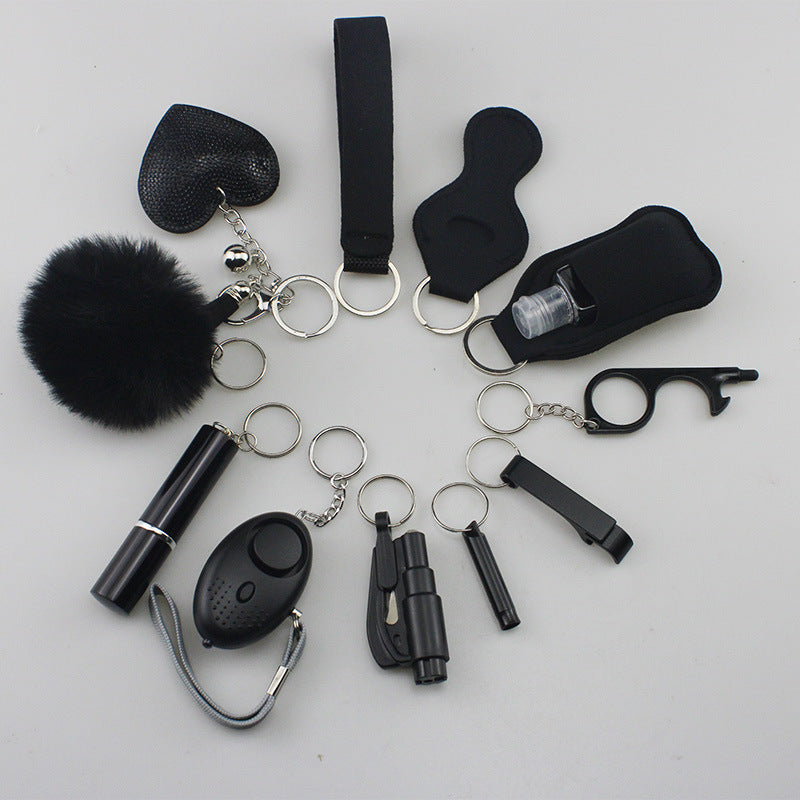 Wholesale Rhinestone Love Lipstick Set Bottle Opener Hair Ball Whistle Keychain Set