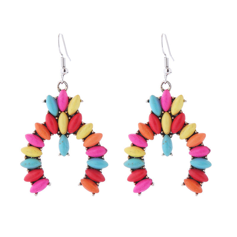 Wholesale Creative Colorful Turquoise Boho Ethnic Style Earrings