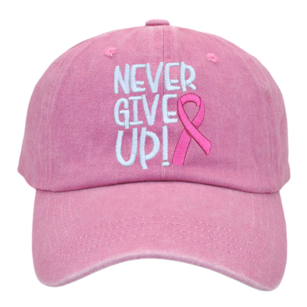 Wholesale Breast Ribbon Embroidery Washed Cotton Baseball Cap