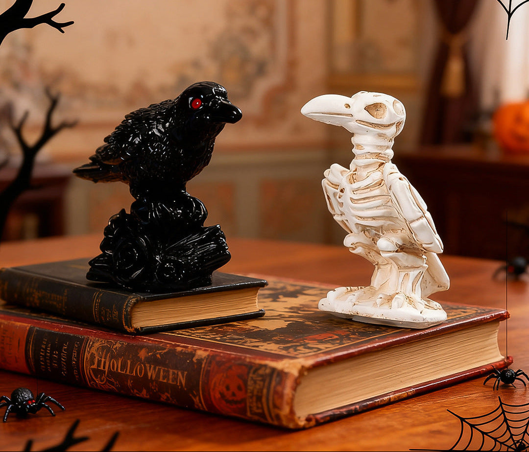 Wholesale  Resin Skeleton Crow Figurine Spooky Gothic Home Decor Accent Gift For Party