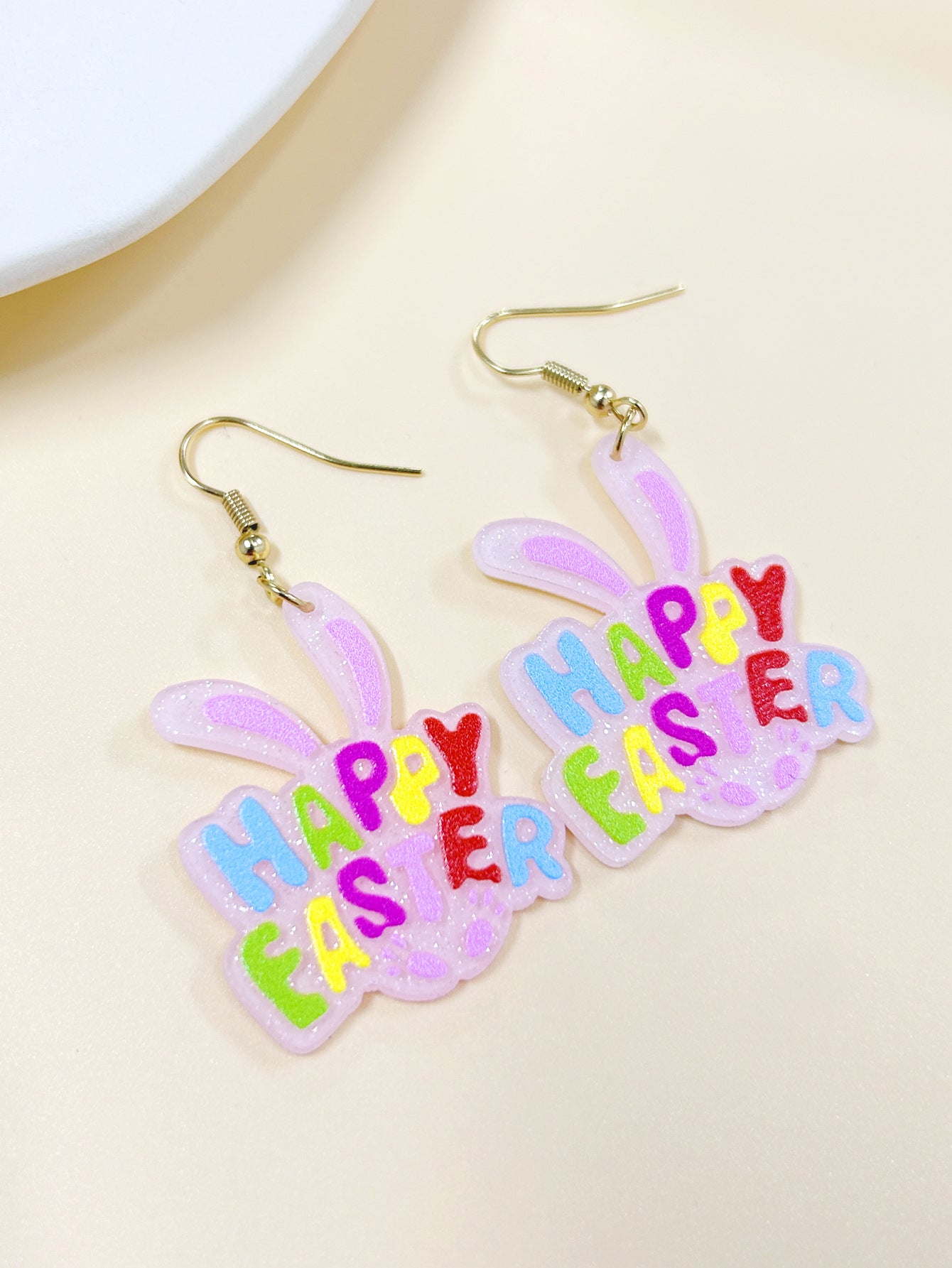 Wholesale Easter sequin bunny pink cartoon earrings