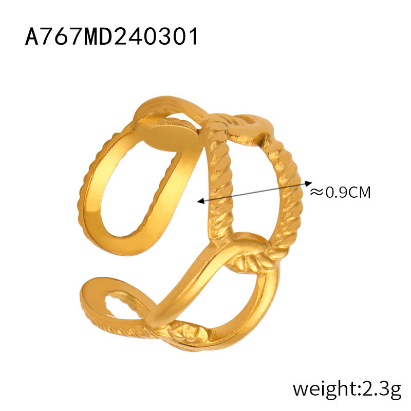 Wholesale Open Titanium Steel Gold Plated Geometric Versatile Ring