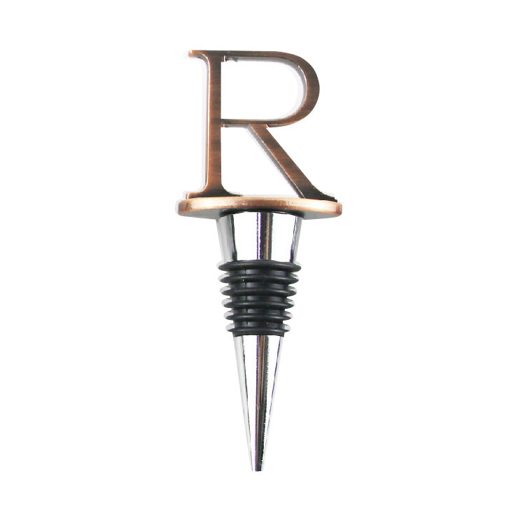 Wholesale Zinc Alloy 26 English Letter Wine Stopper Bottles