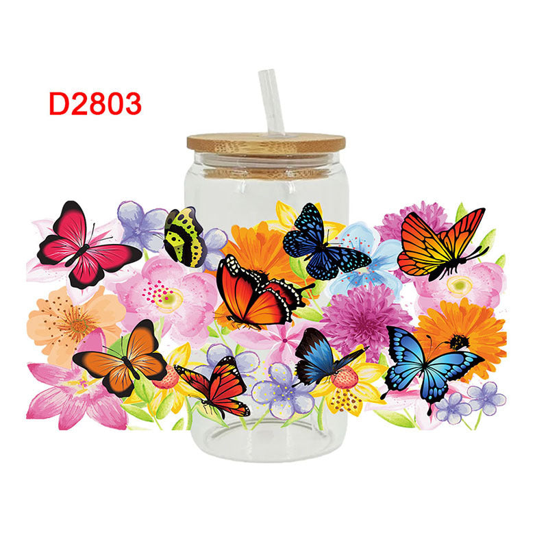Wholesale colorful butterfly 16oz Cup UV DTF Wraps