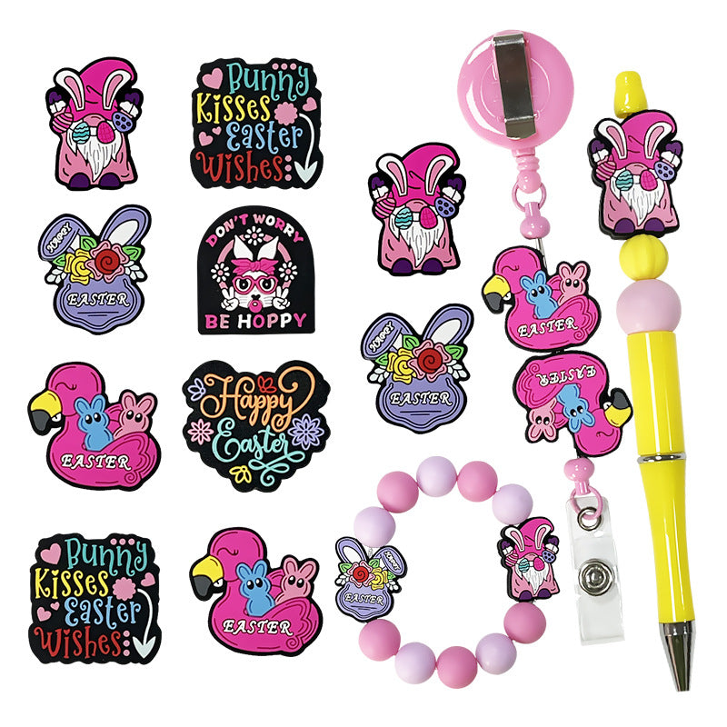 Wholesale 10pcs New Drop Glue Silicone Easter DIY Bead Accessories Cartoon Rabbit Bead pen