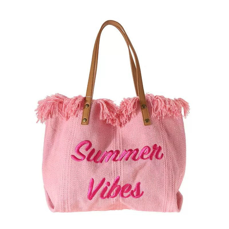 Wholesale Large Capacity Canvas Bag Embroidered Letters Tote Bag Handbag Shoulder Bag