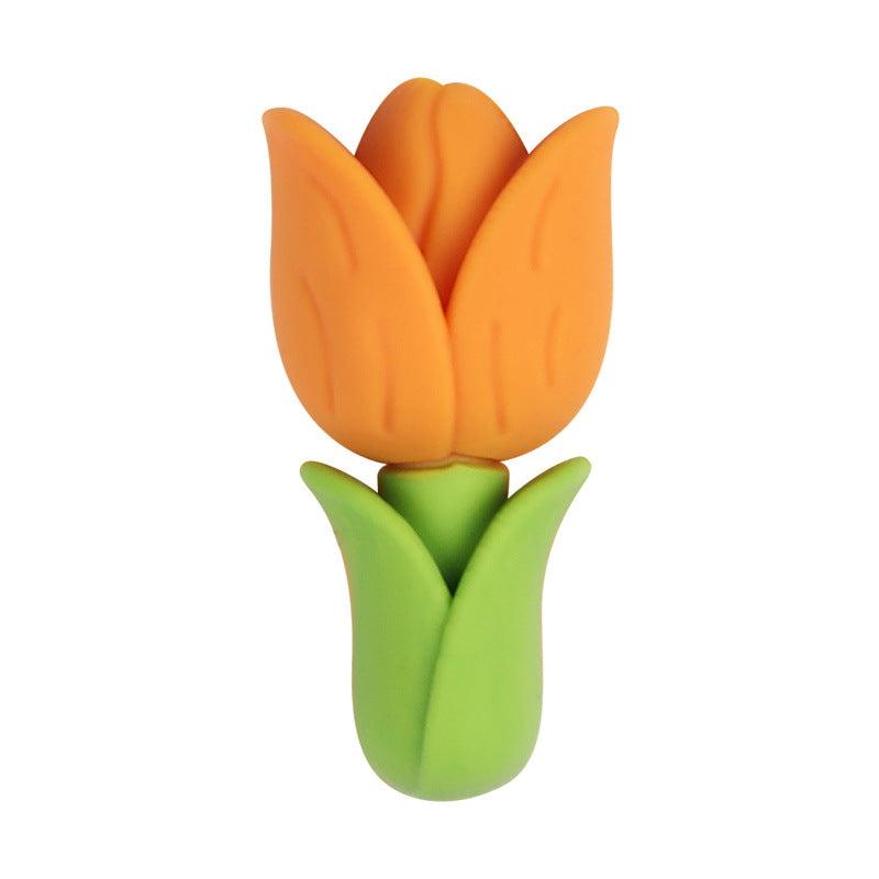 Wholesale 20pcs   Tulip Silicone Beads Flower Loose Beads 3D Focal Beads