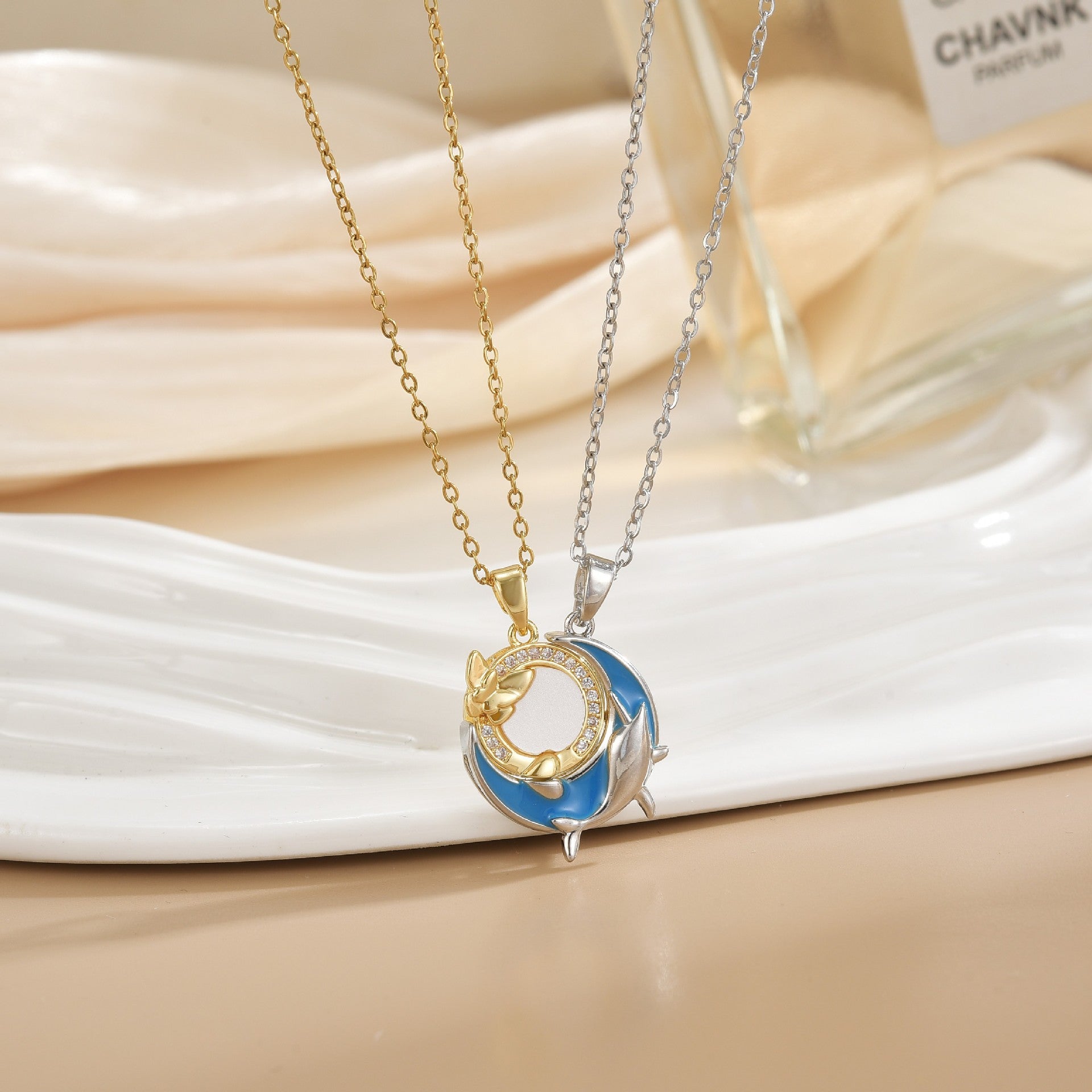 Wholesale Magnetic Sun Moon Titanium Steel Necklace