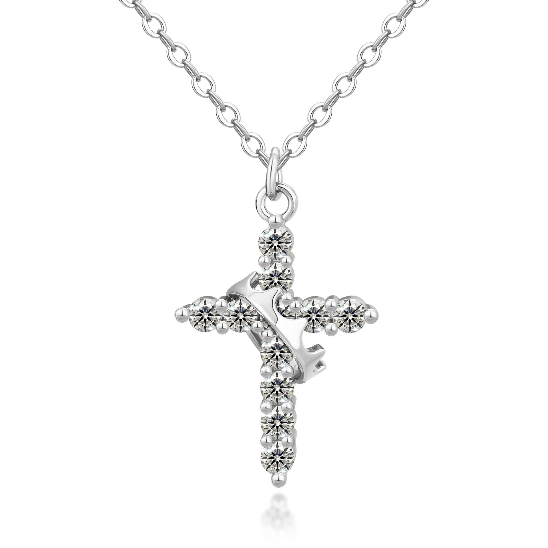 Wholesale Crown Cross Necklace Zircon Necklace