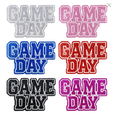 Wholesale Polyester Embroidered Patches Gameday Letter Design Iron On Applique For Shoes Hats